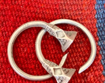 Antique Tuareg Silver Tsabit Nail Earrings Agadez Niger 45 grams