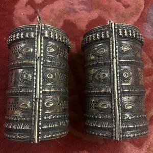 Matched Pair Vintage Kuchi Brass Cuff Bracelets Tribal Fusion Belly Dance