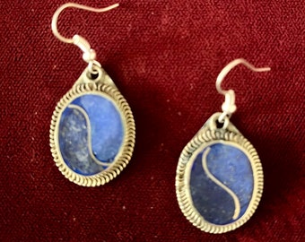 Vintage Lapis Lazuli Earrings Afghan Ethnic Jewelry