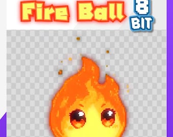 Twitch Emote fireball 8 bit style, elemental emote, pixel art