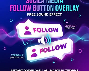 Social Media Neon Follow Button with Sound Effect
