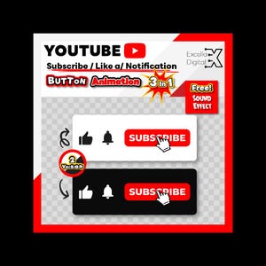 Overlay för prenumerationsknapp på Youtube, minimalistisk och modern stil MED LJUDEFFEKT för digital nedladdning av videor