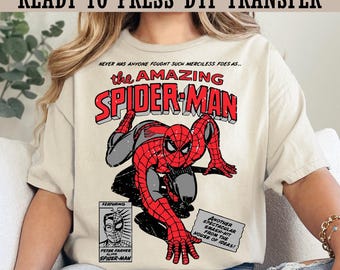 Marvel Spiderman Ready To Press, The Amazing Spiderman DTF Transfer, Disney Superhero Heat Transfer, Amazing Spiderman Shirt,Superhero Shirt
