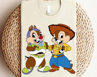 Chip and Dale Toy Story Costumes Ready To Press,Disneyland DTF,Double Trouble DTF Transfers,Chip And Dale Couple Shirt,Disney Vacation Tee