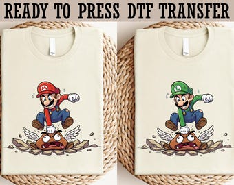 Super Mario Ready To Press, Mario And Luigi DTF, Super Mario Characters DTF Transfer, Mario & Friends Birthday Party DTF, Super Mario Shirt
