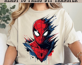 Marvel Spiderman Ready To Press, The Amazing Spiderman DTF Transfer, Disney Superhero Heat Transfer, Amazing Spiderman Shirt,Superhero Shirt