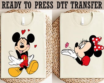 Disney Mickey And Minnie DTF, Mickey and Minnie Heat Transfers, Disneyland Ready to Press, Mickey Mouse DTF, Mickey And Minnie Shirt