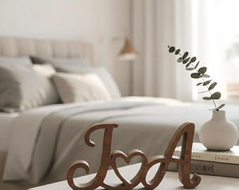 Personalized Wooden Name Sign, Couples Initials Sign, Couple Initials Wood Plaque, Valentines Day Gift, Wedding Anniversary, Engagement Gift