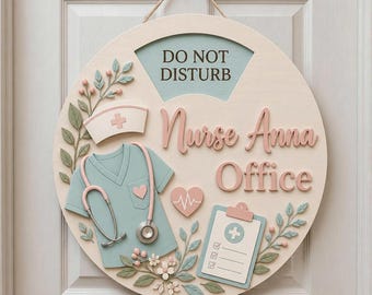 Letrero giratorio para puerta, decoración personalizada para enfermeras, letrero de madera 3D con nombre, letrero giratorio de enfermera de guardia, decoración para clínica médica, regalo personalizado para un compañero de trabajo.