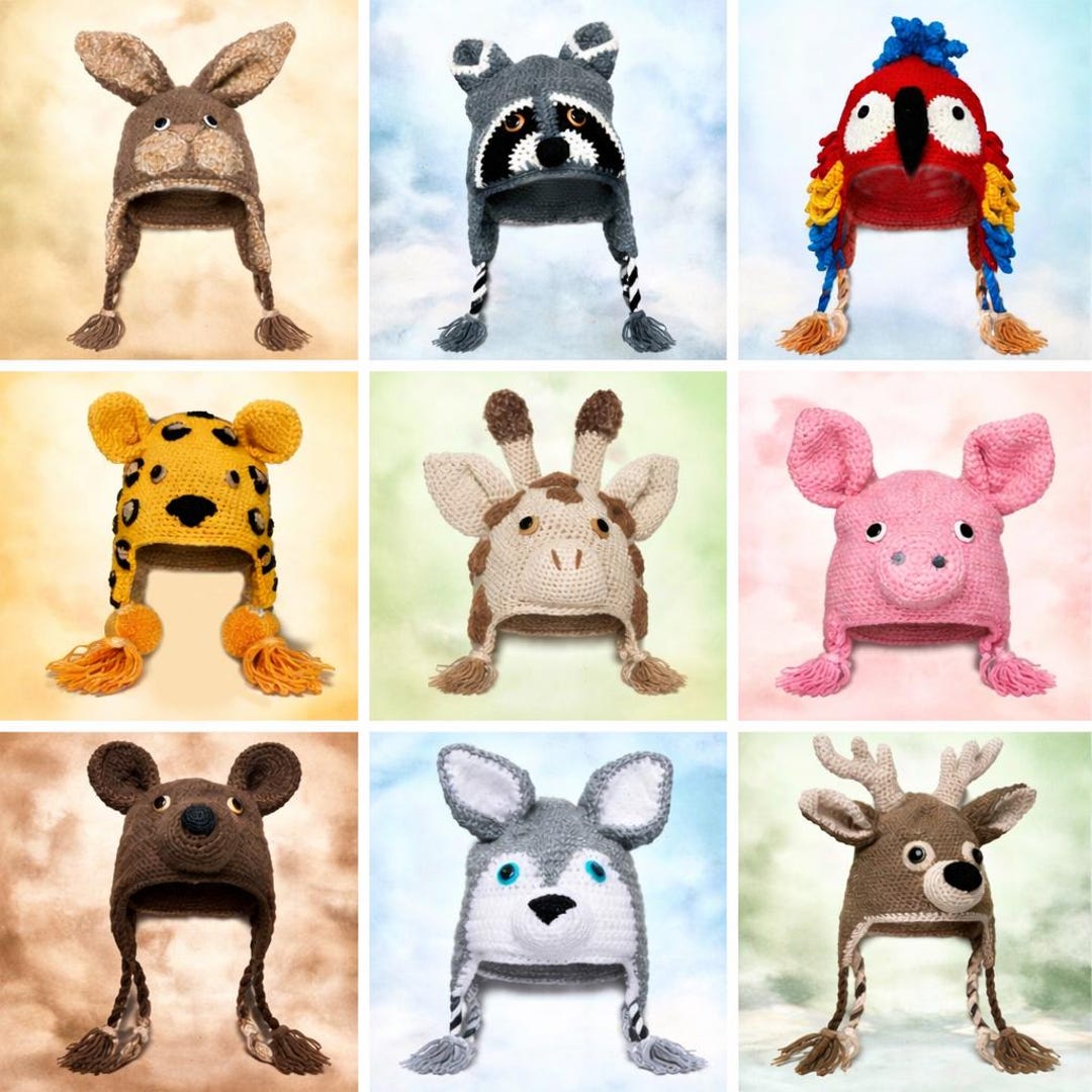 15 Projects Crocheted Animal Hats - Etsy