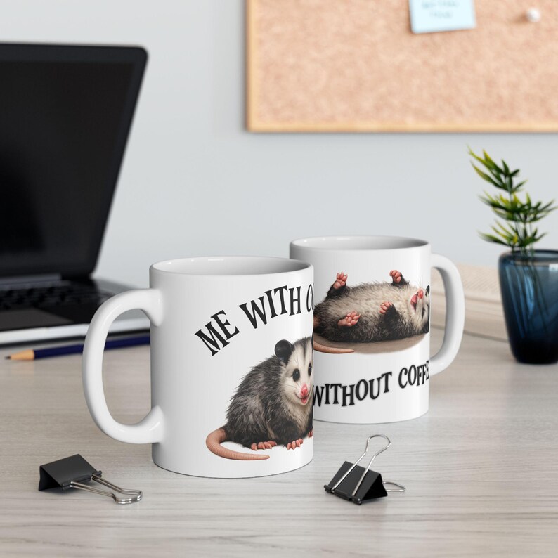 Funny Overstimulated Opossum Mug, Possum Coffee Meme, Large Coffee mug Best friend gift, Best selling items Coffee bar Gift for yourself image 13