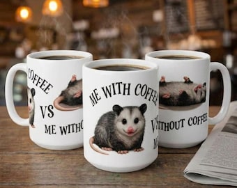 Funny Overstimulated Opossum Mug, Possum Coffee Meme, Large Coffee mug Best friend gift, Best selling items Coffee bar Gift for yourself
