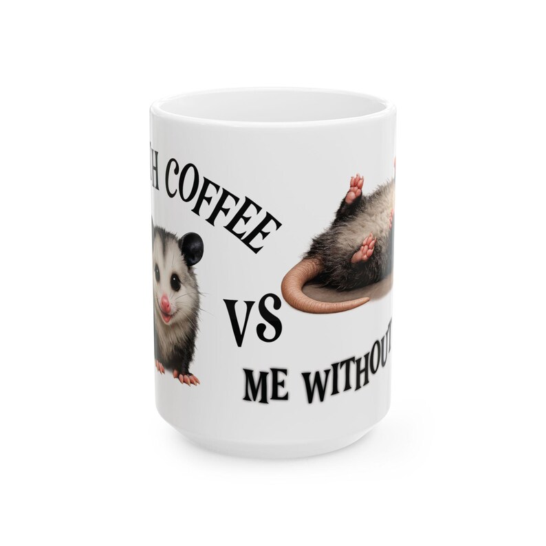 Funny Overstimulated Opossum Mug, Possum Coffee Meme, Large Coffee mug Best friend gift, Best selling items Coffee bar Gift for yourself image 7