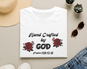 Hand Crafted by God Jesus Shirts, Psalm 139 Bible Verse T-Shirt, Christian Shirt faith base apparel for women, Wonderfully made faith tee