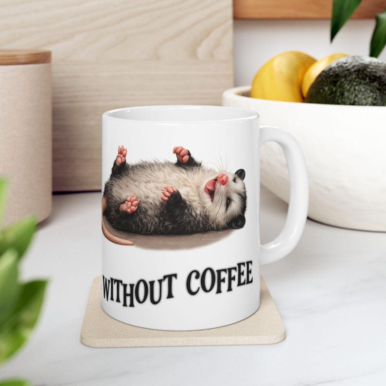 Funny Overstimulated Opossum Mug, Possum Coffee Meme, Large Coffee mug Best friend gift, Best selling items Coffee bar Gift for yourself image 16