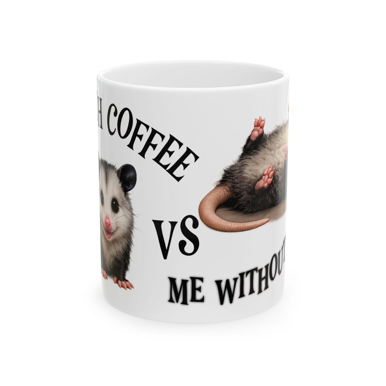 Funny Overstimulated Opossum Mug, Possum Coffee Meme, Large Coffee mug Best friend gift, Best selling items Coffee bar Gift for yourself image 8