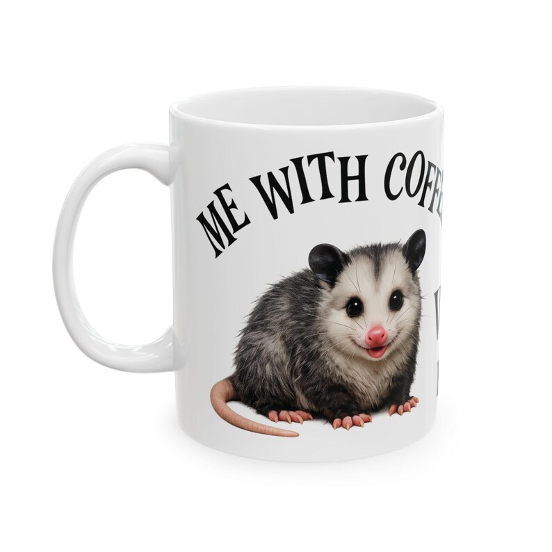 Funny Overstimulated Opossum Mug, Possum Coffee Meme, Large Coffee mug Best friend gift, Best selling items Coffee bar Gift for yourself image 6