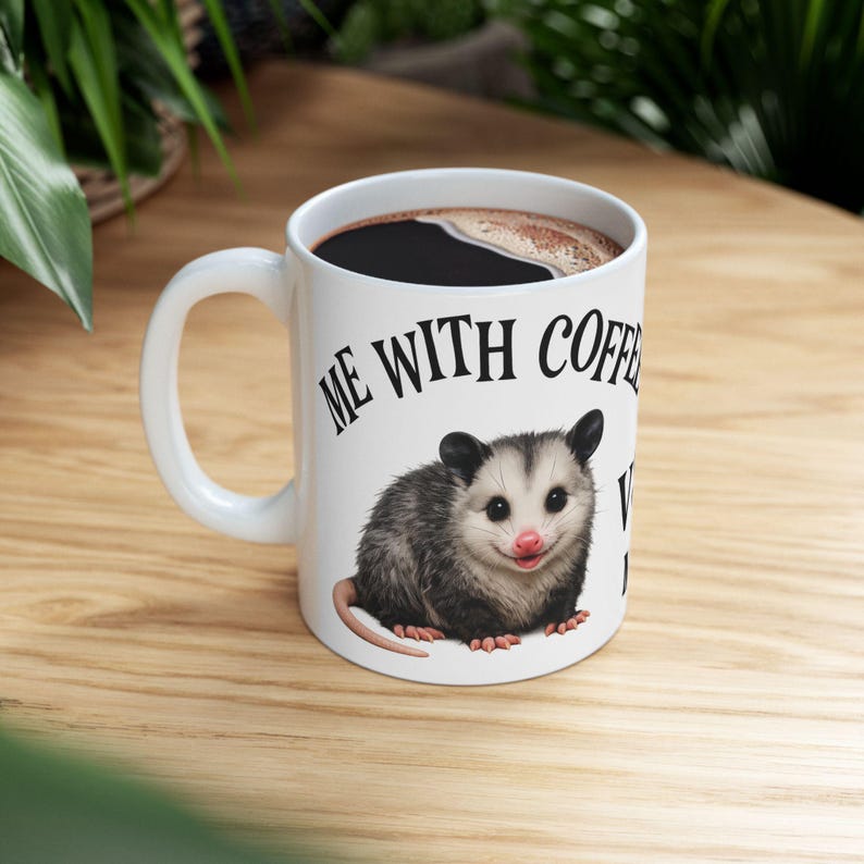 Funny Overstimulated Opossum Mug, Possum Coffee Meme, Large Coffee mug Best friend gift, Best selling items Coffee bar Gift for yourself image 14