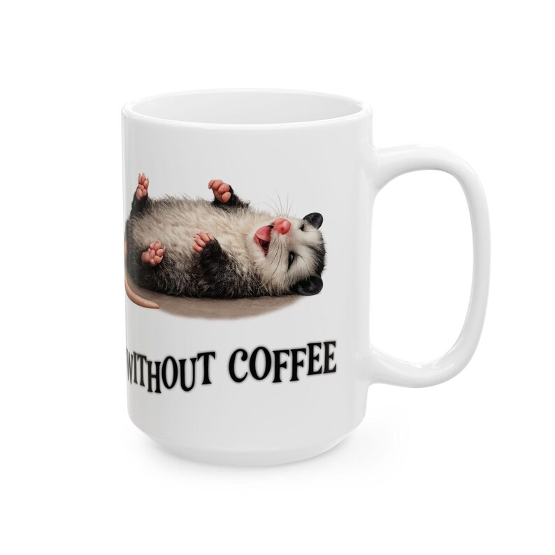 Funny Overstimulated Opossum Mug, Possum Coffee Meme, Large Coffee mug Best friend gift, Best selling items Coffee bar Gift for yourself image 9