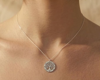 Baum des Lebens Halskette Gold – Lebensbaum Kette personalisiert mit Namen – Familien Schmuck – Muttertag Geschenk