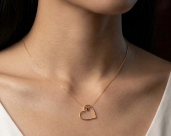 Geburtsstein Herz Halskette für Mama Familienkette mit 1–6 Steinen925 Silber Geschenk für Mutter Familie