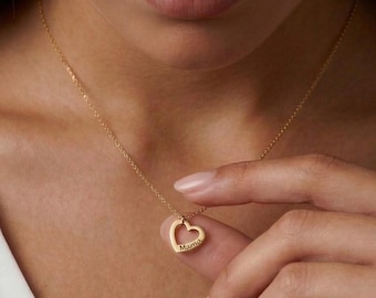 Namenskette mit Herzanhänger – Individuell gravierte Familienkette aus 925 Silber – Muttertags- und Valentinstagsgeschenk