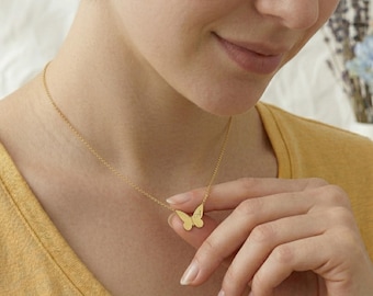 Schmetterling Initial Halskette Personalisiert, Zarte Silber Gold Buchstaben Kette, Geschenk für Frauen