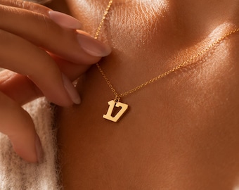 Personalisierte Nummer Kette, 925 Silber Vergoldet, Trikotnummer Halskette, Sportnummer Anhänger, Fußball Schmuck, Geburtstag Weihnachten