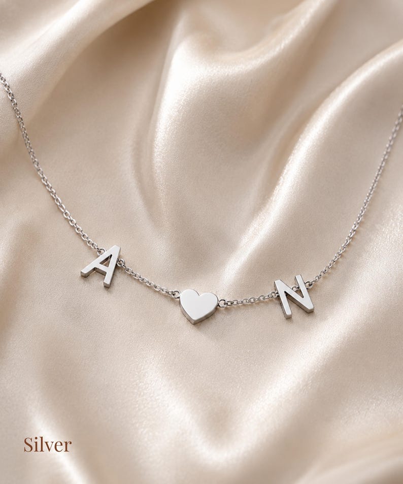 Personalisierte Initialen Kette mit Herz – 925 Sterling Silber Vergoldet , Geschenk für Freundin image 11