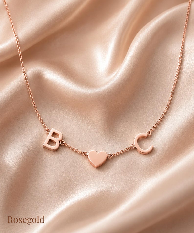 Personalisierte Initialen Kette mit Herz – 925 Sterling Silber Vergoldet , Geschenk für Freundin image 10