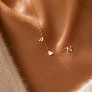 Personalisierte Initialen Kette mit Herz – 925 Sterling Silber Vergoldet , Geschenk für Freundin image 6