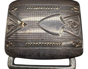 C.B. Marks & Co Sterling Silver Antique Belt Buckle Cincinnati Arts Crafts 20.9g