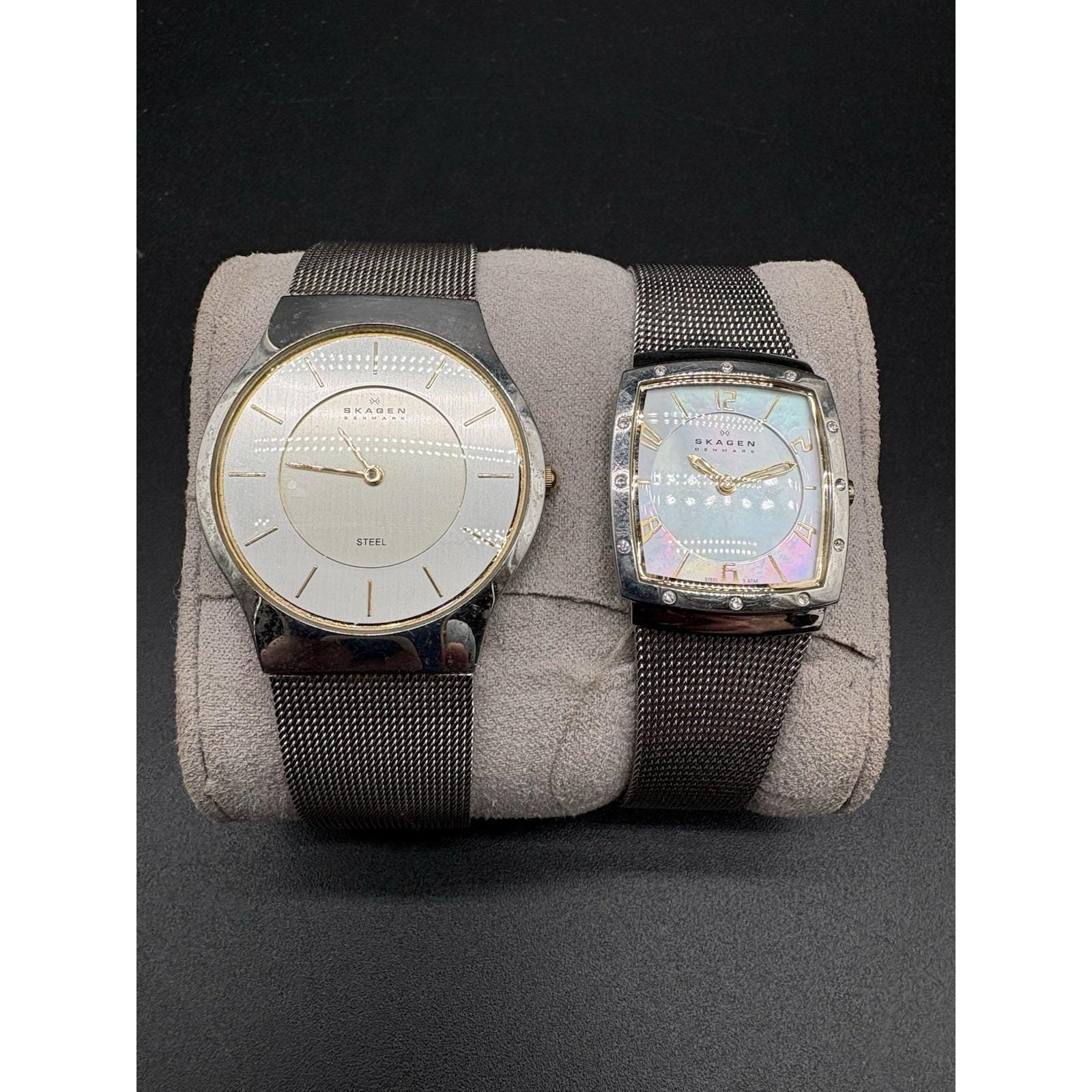 Skagen Denmark Two Tone Mesh Band Watch Mother of Pearl Dial Minimalist Skagen Women main image 4
