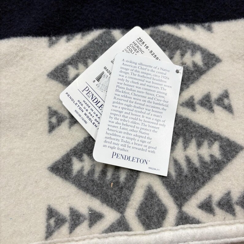 Pendleton Heroic Chief Filt Elfenbensvit Chief Kollektion 64x80 Ull Tillverkad USA NWT bild 5