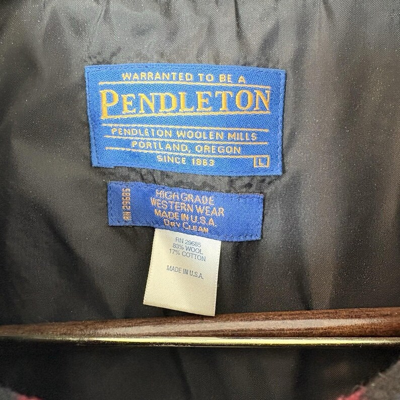 Pendleton High Grade Western Wear Wool Jacket Bear Eagle Sharkey Sz L Vintage image 5