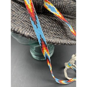 Pendleton Custom Made USA Wool Herringbone Paperboy Bucket Hat Beaded Strap image 6