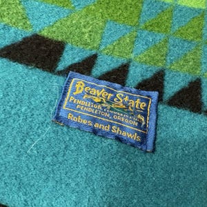 Pendleton Beaver State Wool Blanket 64x80 Geometric Blue Green Purple image 7