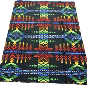 Pendleton Beaver State Wool Blanket Rainbow Geometric Black 64x80 Vintage image 1