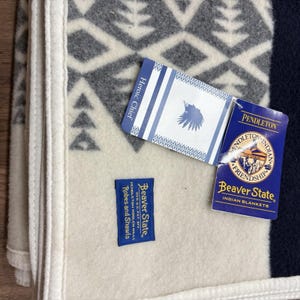 Pendleton Heroic Chief Filt Elfenbensvit Chief Kollektion 64x80 Ull Tillverkad USA NWT bild 4