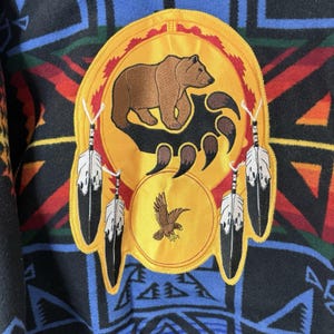 Pendleton High Grade Western Wear Wool Jacket Bear Eagle Sharkey Sz L Vintage image 13