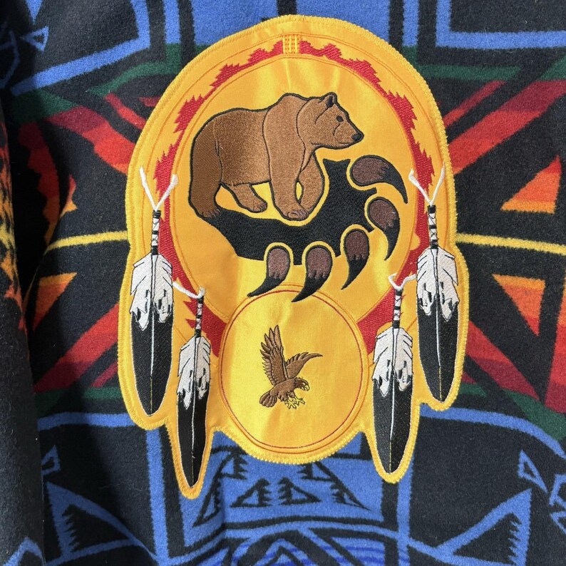 Pendleton High Grade Western Wear Wool Jacket Bear Eagle Sharkey Sz L Vintage image 13