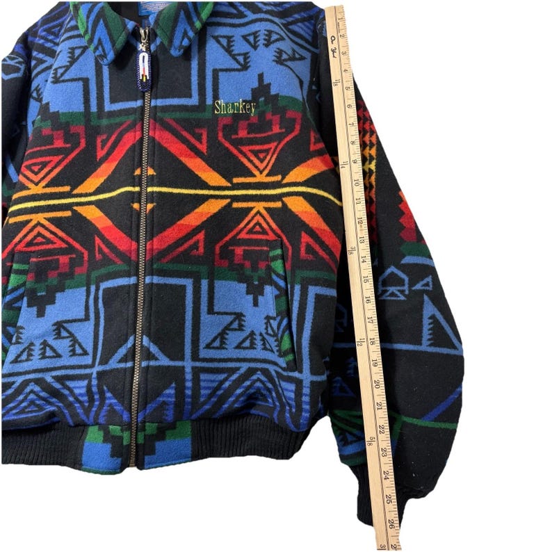 Pendleton High Grade Western Wear Wool Jacket Bear Eagle Sharkey Sz L Vintage image 7