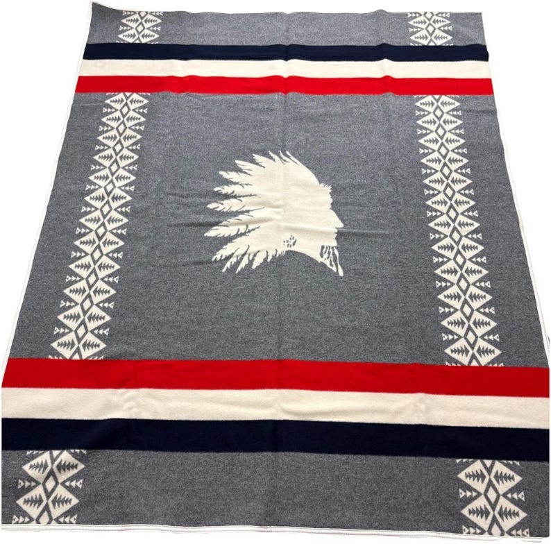 Pendleton Heroic Chief Filt Elfenbensvit Chief Kollektion 64x80 Ull Tillverkad USA NWT bild 2