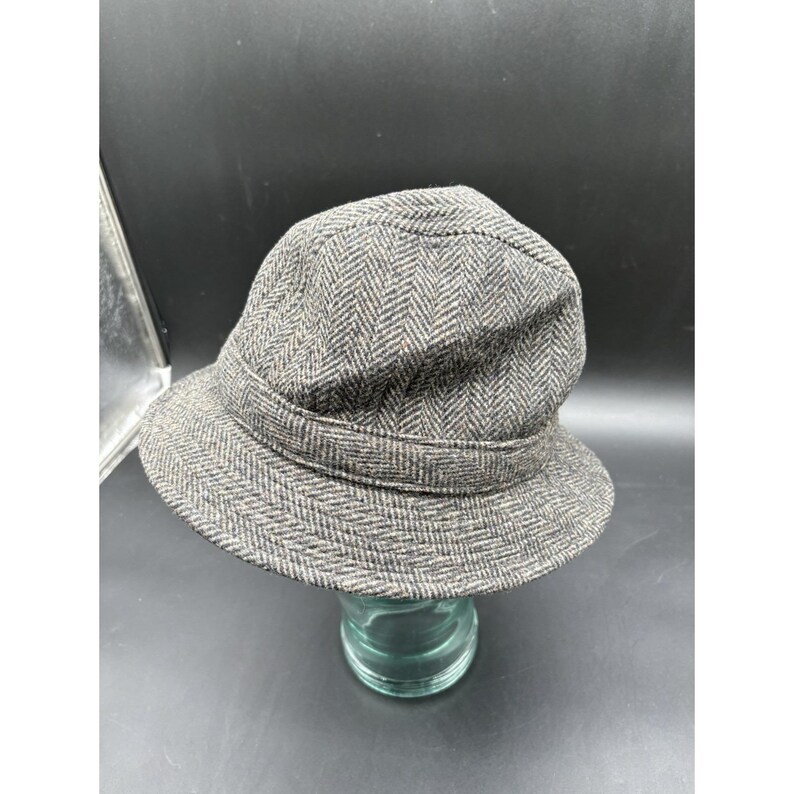 Pendleton Custom Made USA Wool Herringbone Paperboy Bucket Hat Beaded Strap image 10