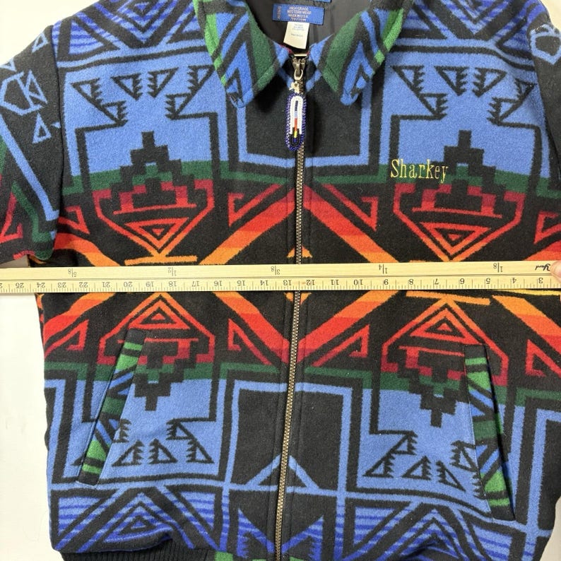 Pendleton High Grade Western Wear Wool Jacket Bear Eagle Sharkey Sz L Vintage image 9