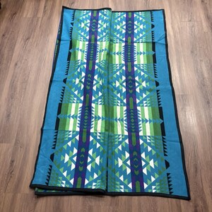 Pendleton Beaver State Wool Blanket 64x80 Geometric Blue Green Purple image 2