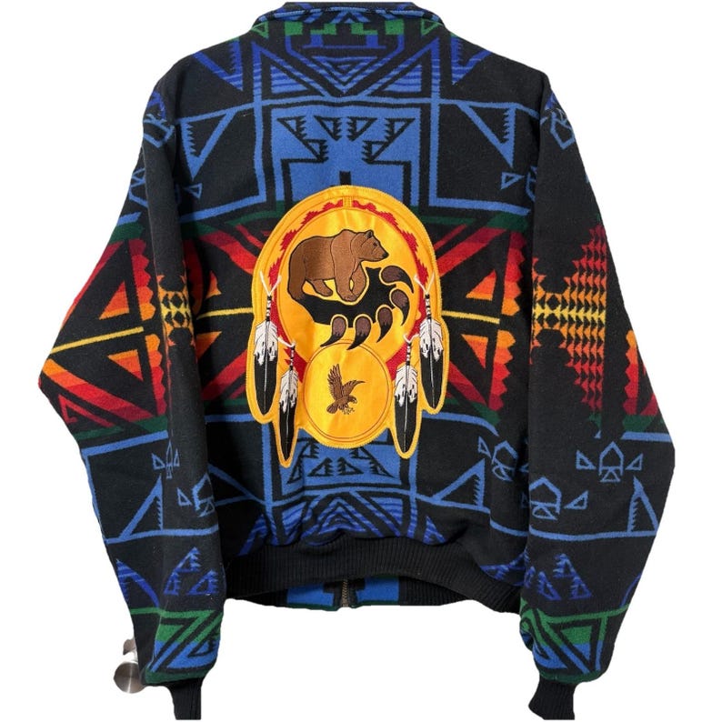 Pendleton High Grade Western Wear Wool Jacket Bear Eagle Sharkey Sz L Vintage image 1
