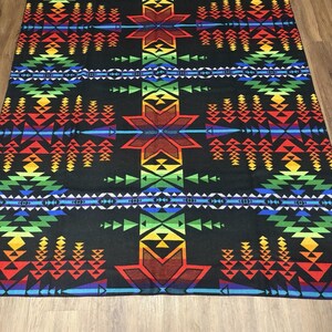 Pendleton Beaver State Wool Blanket Rainbow Geometric Black 64x80 Vintage image 6