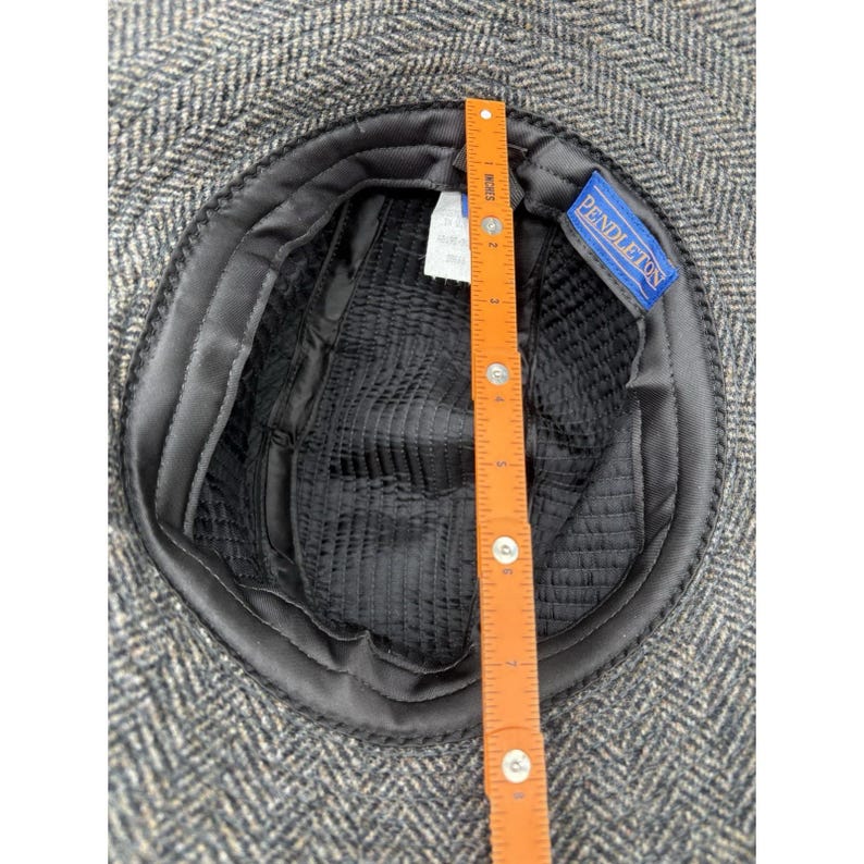 Pendleton Custom Made USA Wool Herringbone Paperboy Bucket Hat Beaded Strap image 15