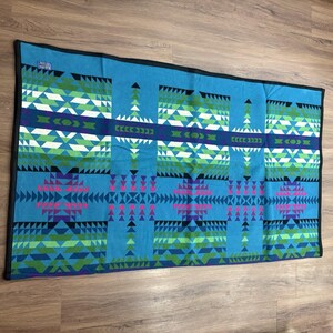 Pendleton Beaver State Wool Blanket 64x80 Geometric Blue Green Purple image 12